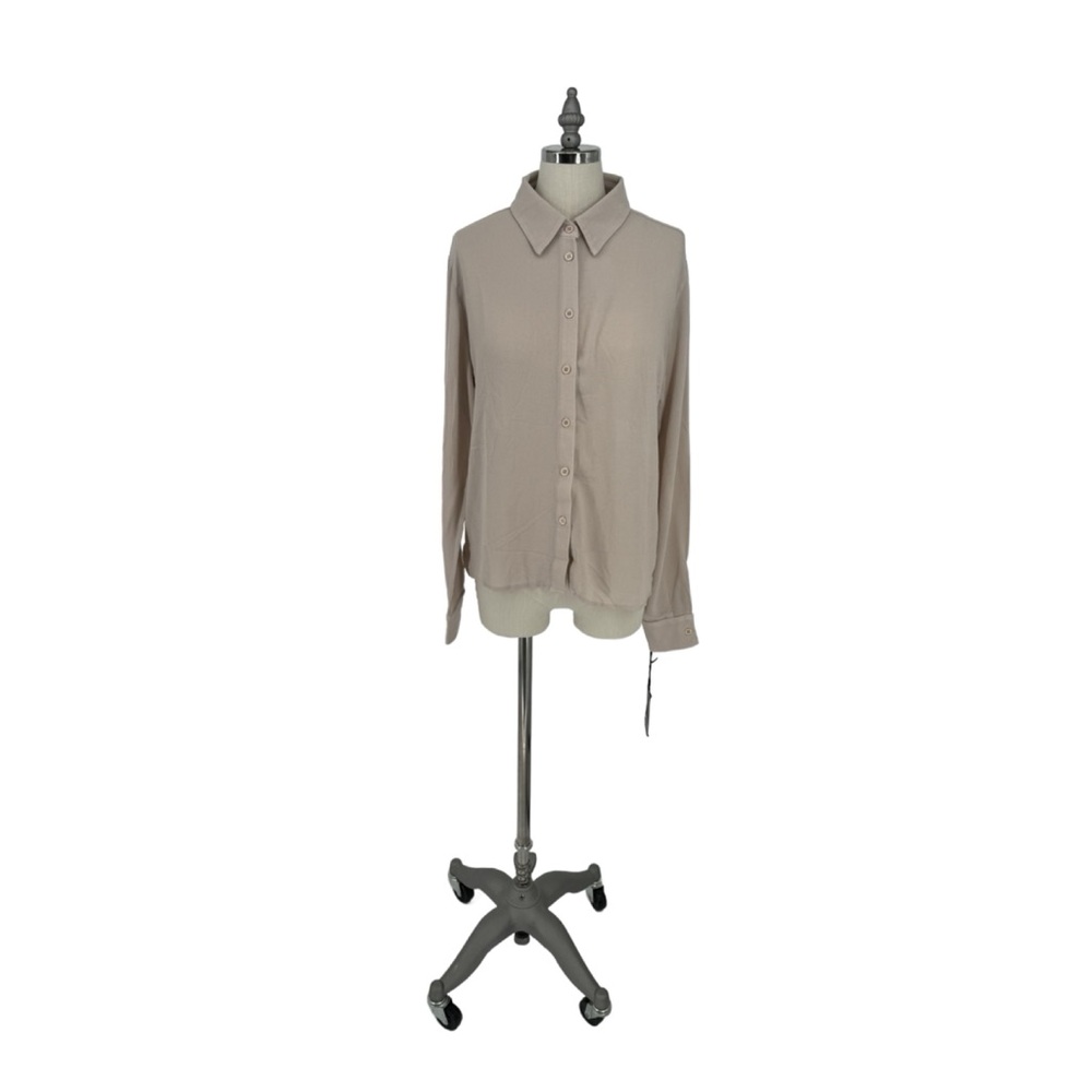 Michael Lauren Women’s XS Tan Keller Long Sleeve Button Up Mid Length Shirt